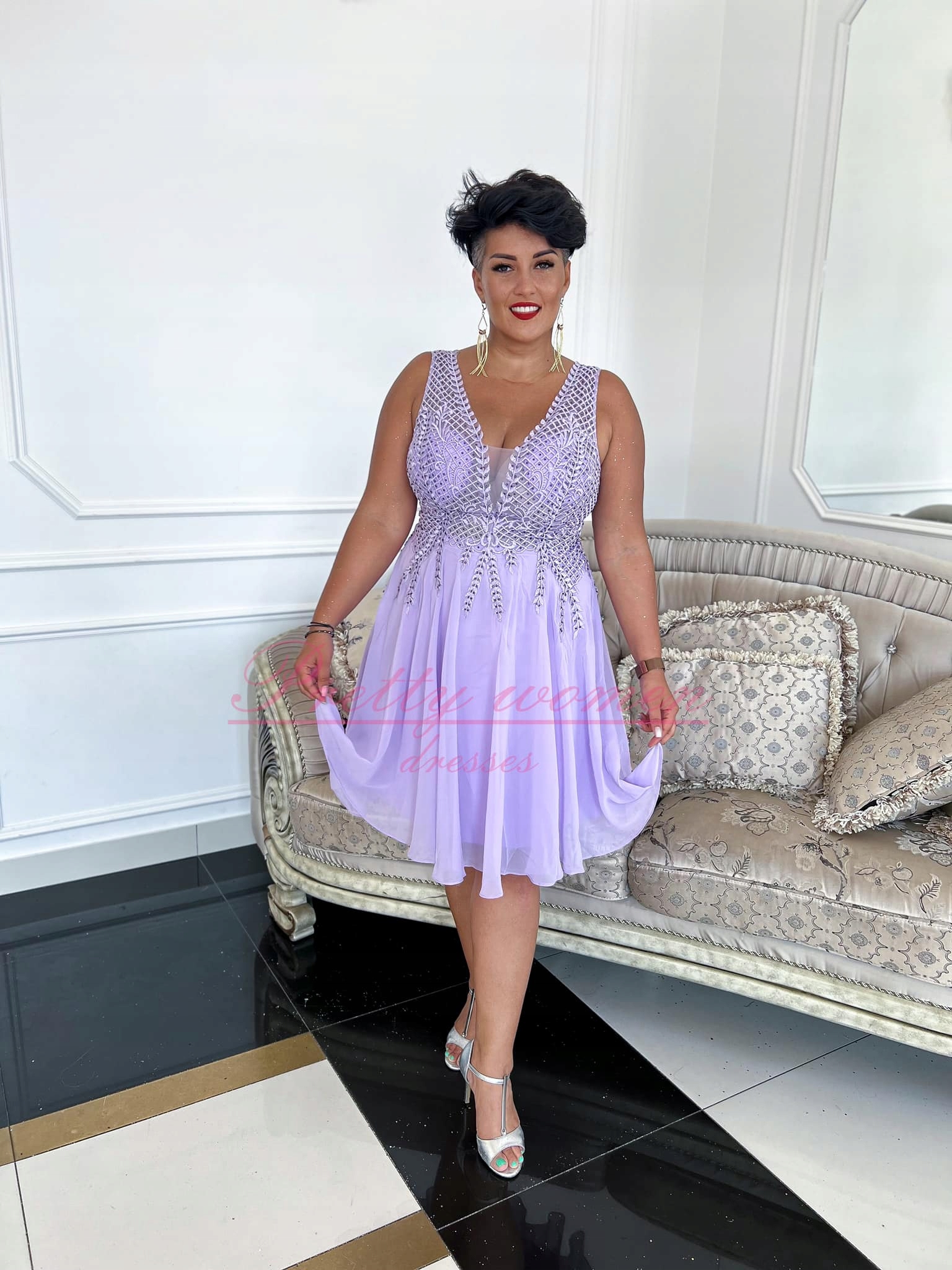 Šaty Krátká Queen Levandulová 44