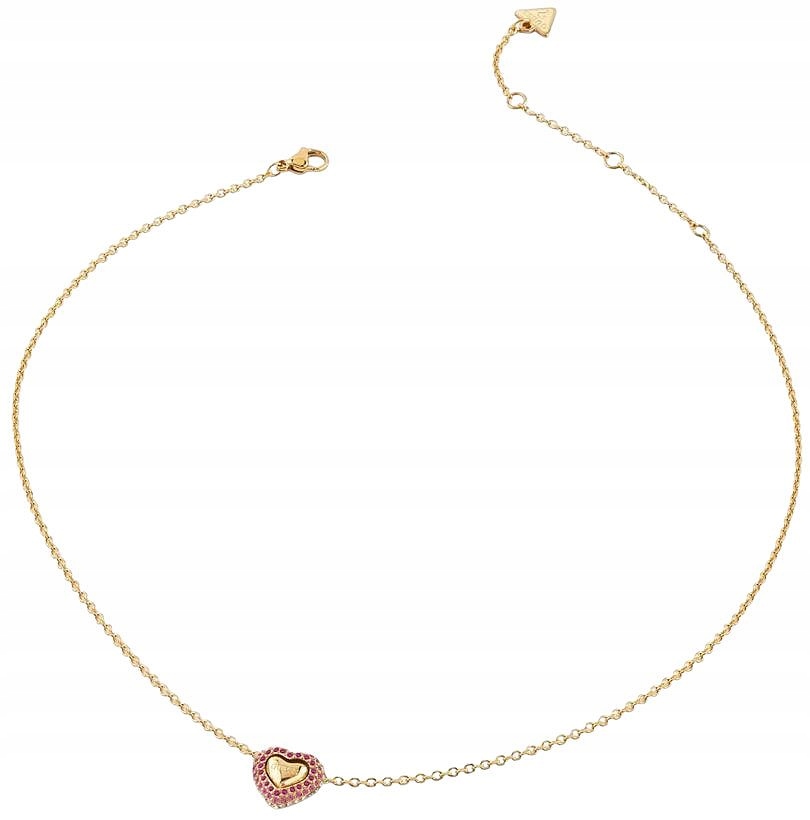 Módní A Řetízek Řetízek Guess Beloved S Motivem Srdce, Růžové Křišťály