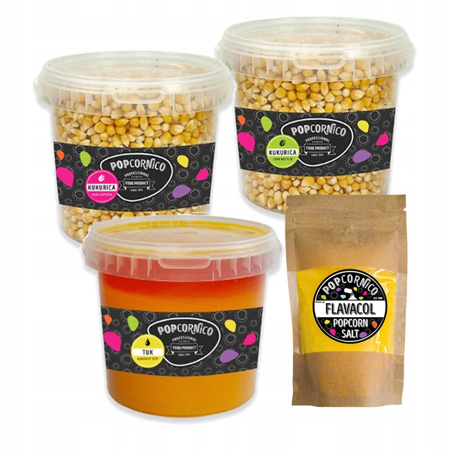 Popcorn kinowy zestaw maślany do 65L jak z kina domowy popcorn
