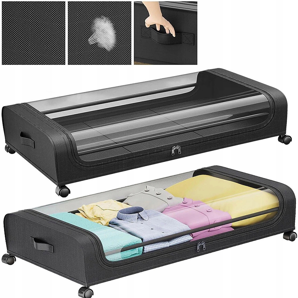 Organizér Kontejner Na Kolečkách Pod Lůžko Skříň Černý 2ks