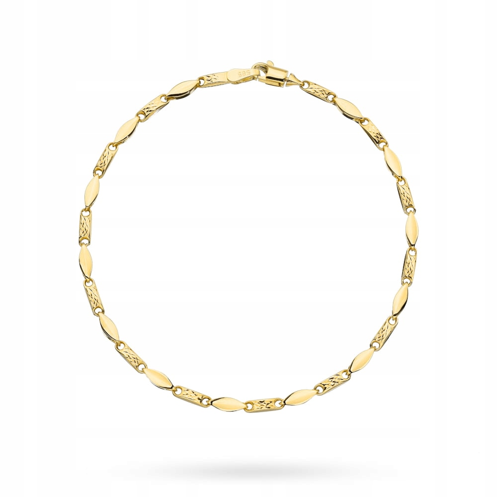 Zlatý náramek 585 Modulární Mandle 20 cm Diamantové obdélníky 2.7 g