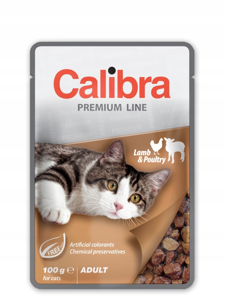 Levně 5X Calibra Cat Premium Adult Lamb Poultry mokré krmivo pro kočky 100 g