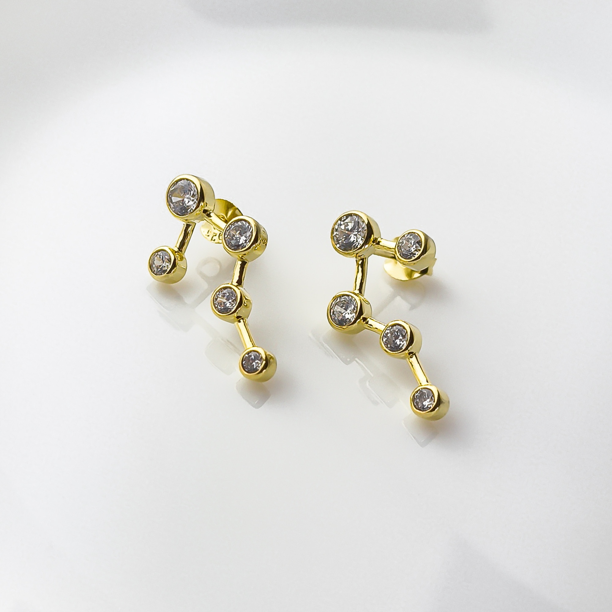 Pozlacené náušnice se souhvězdím a kubickou zirkonií ryzost 925