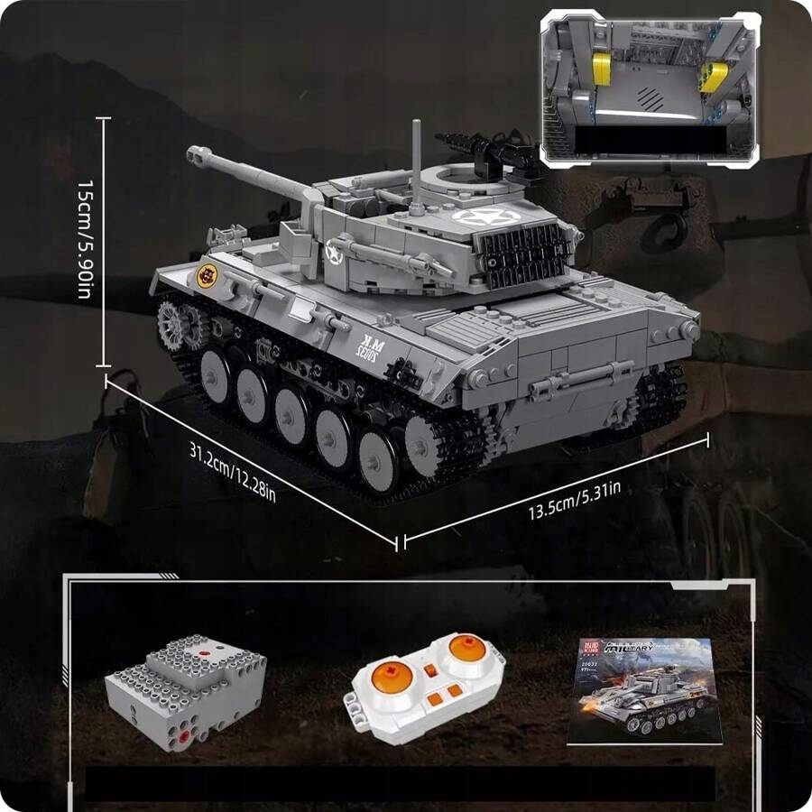 Celtniecības bloki Remote Controlled Tank Hellcat M18 971 Elements Kind komplekts