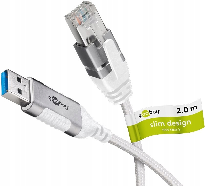 Kabel adapter Ethernet USB 3.0 (typ A) do RJ45 (8P8C) kat.6 Slim, 2 m