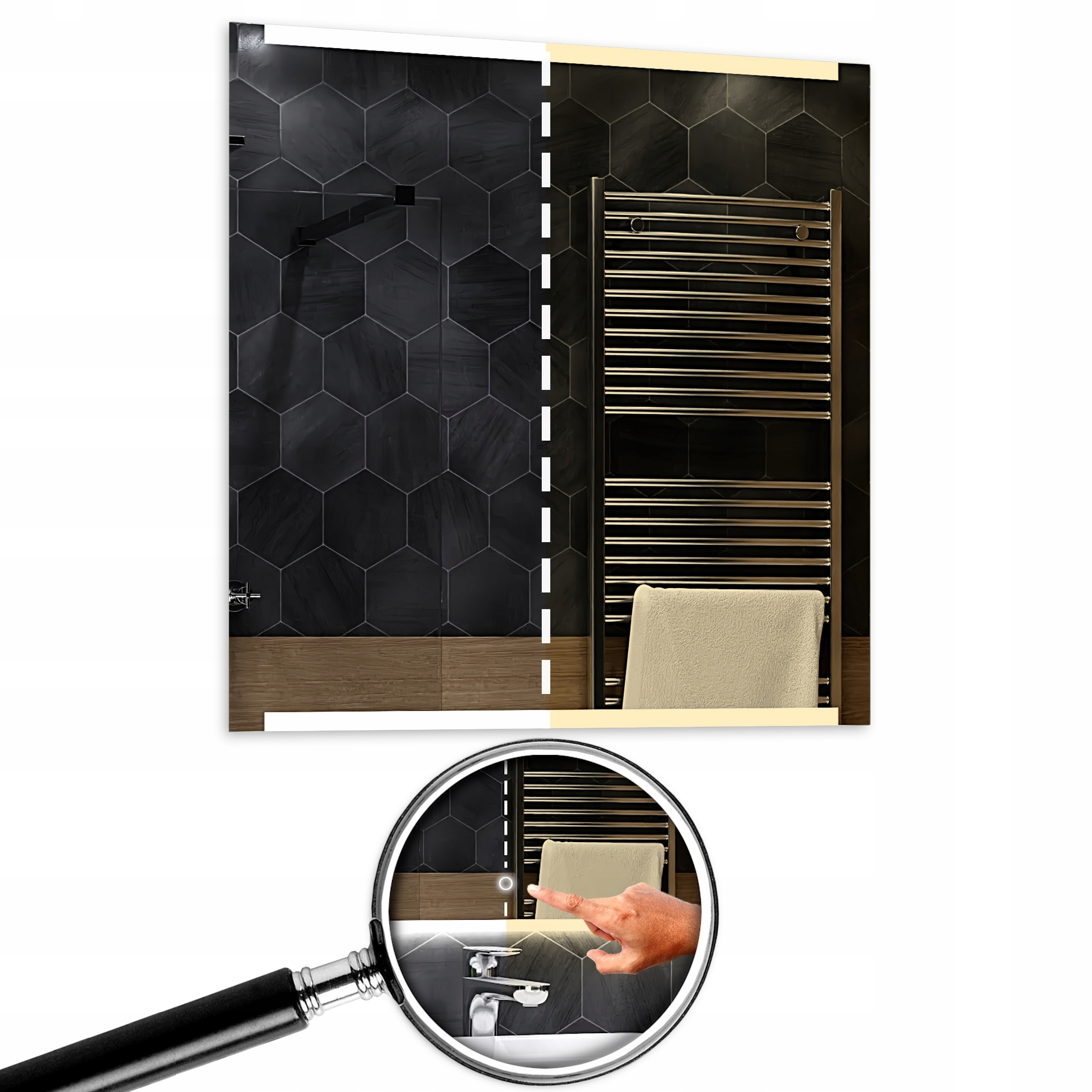 Podsvietené zrkadlo Hobart Dual Led 50 x 50 cm s dotykovým spínačom