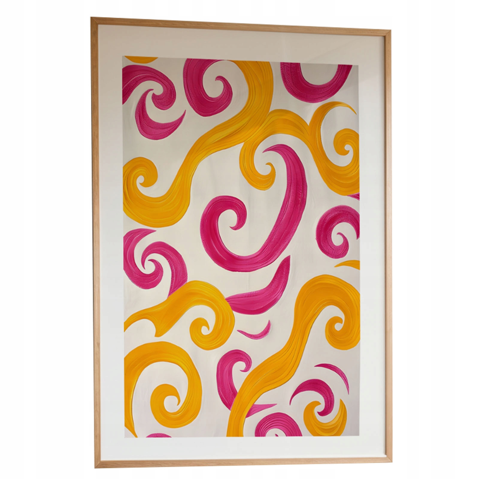 Obraz Abstrakce Žluto-růžový A3 Plakát Rámeček Dřevěný 30x42 cm