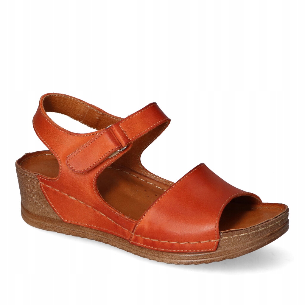 Dámské sandály Stella oranžové kožené 37