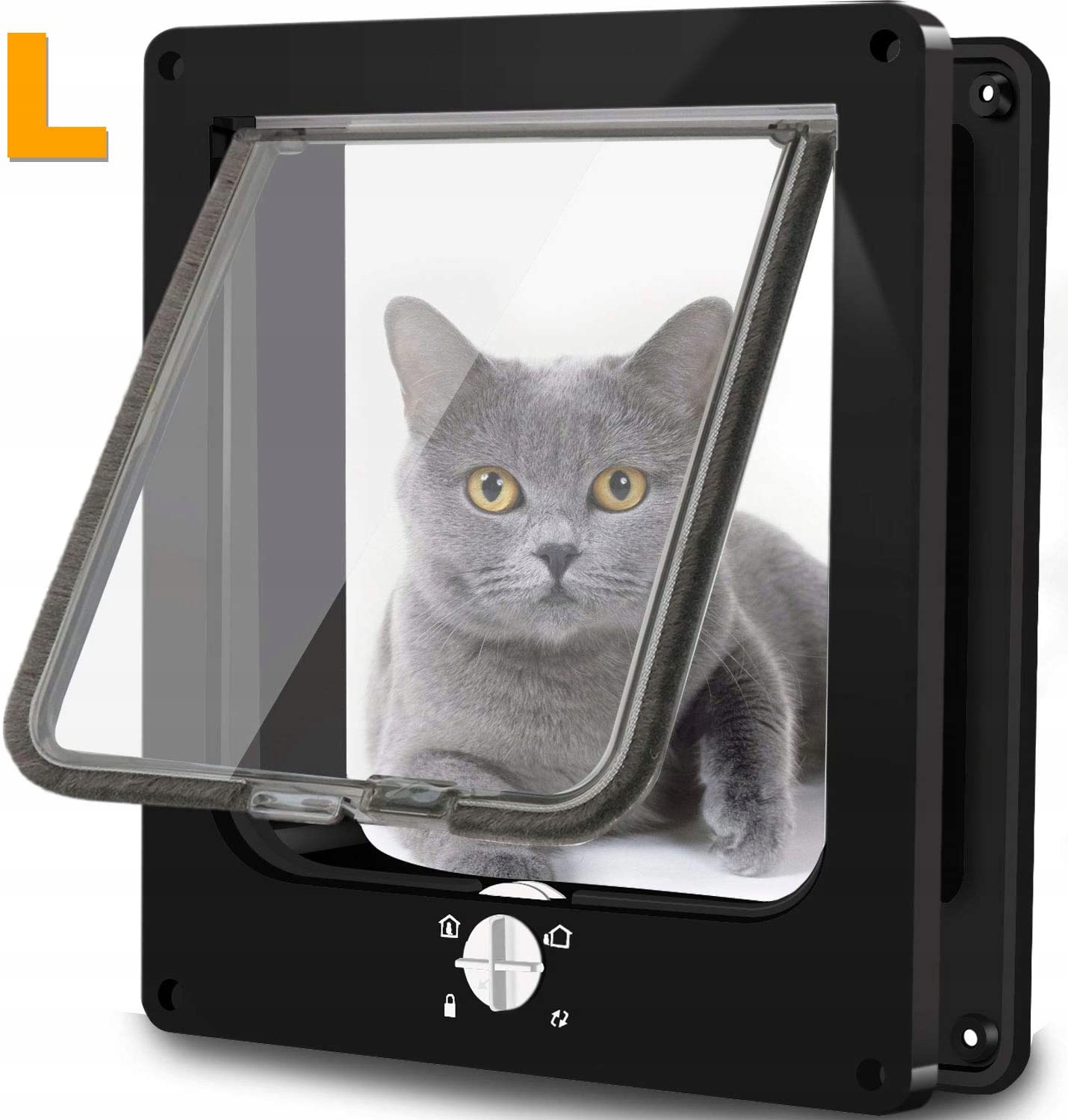 Levně Dveřní klapka pro kočku Černá 4 způsoby vstupu Cat Mate