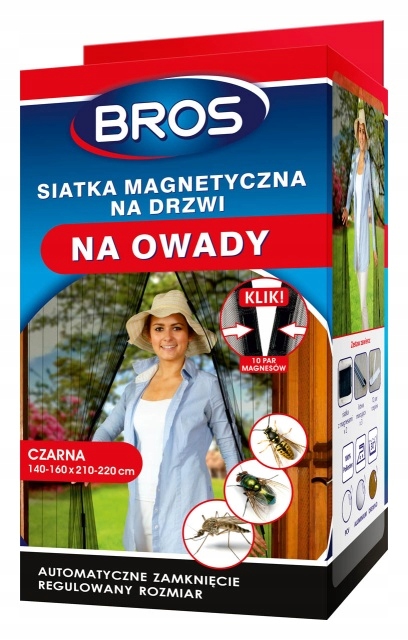 

Siatka magnetyczna na drzwi 100x220 cm czarna Bros