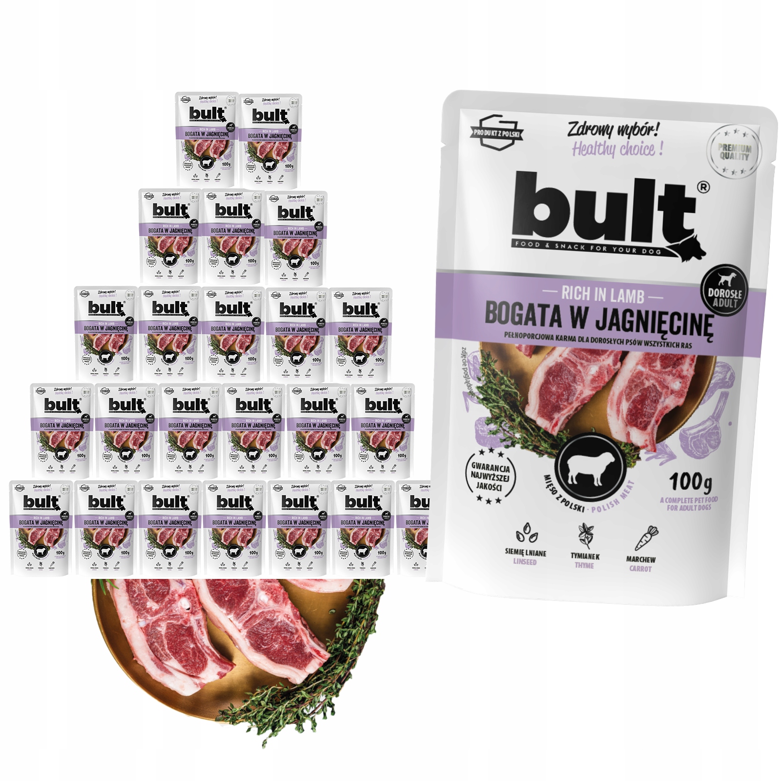 Levně Vlhké Krmivo Pro Psa Bult Sáček Mletý Bohatý Na Jehněčí Maso 24x100 g