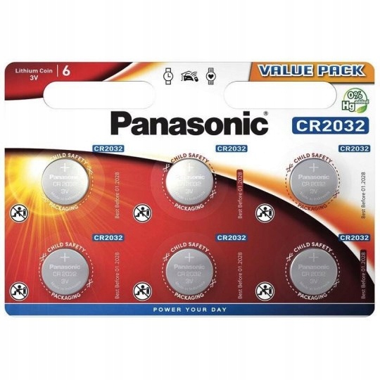 Panasonic CR2032 Cr 2032 Bateria Litowa 3V 6 szt. do wagi kalkulatora bios