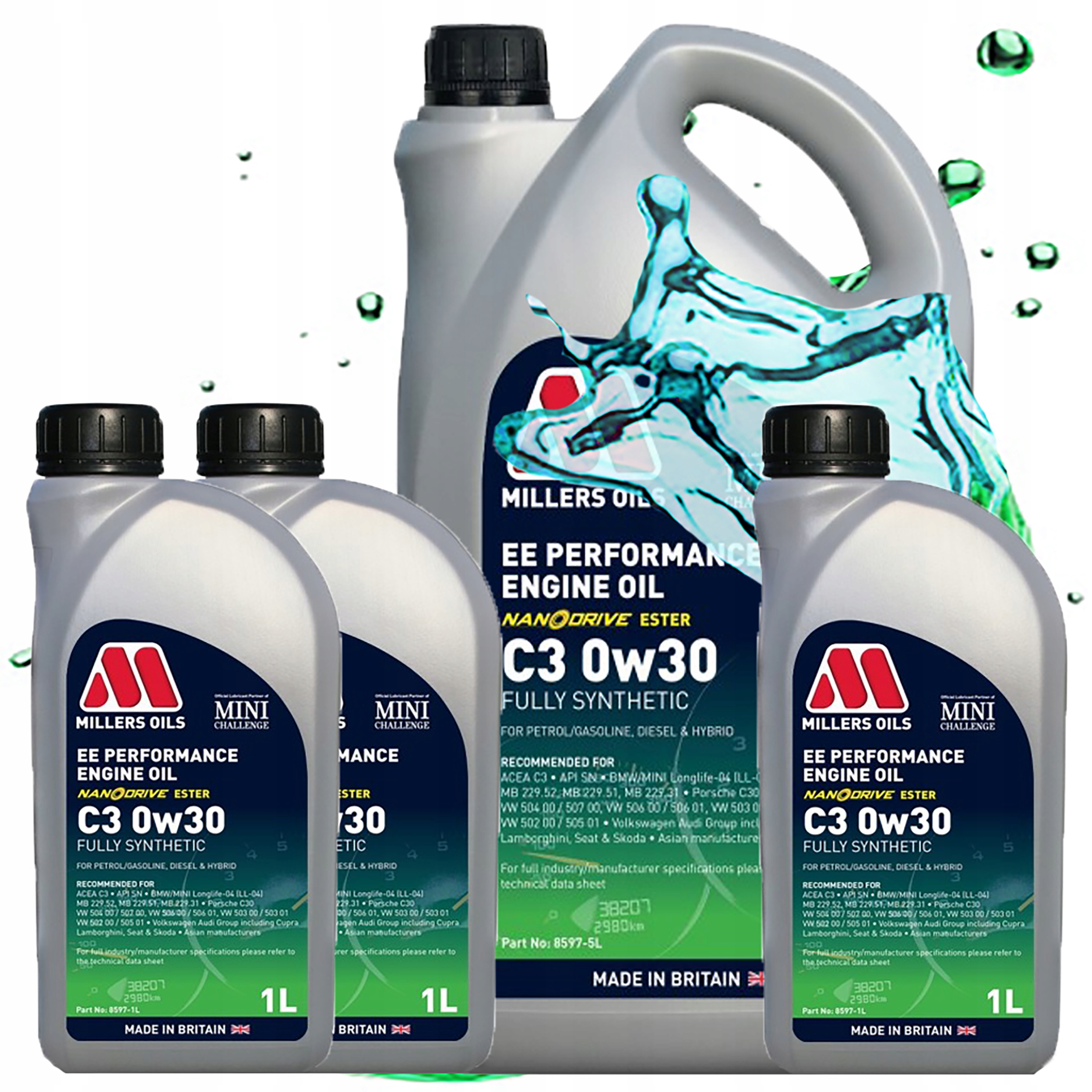 Syntetický Motorový Olej Millers Ee Performance C3 0W30 Estery Nano 8L