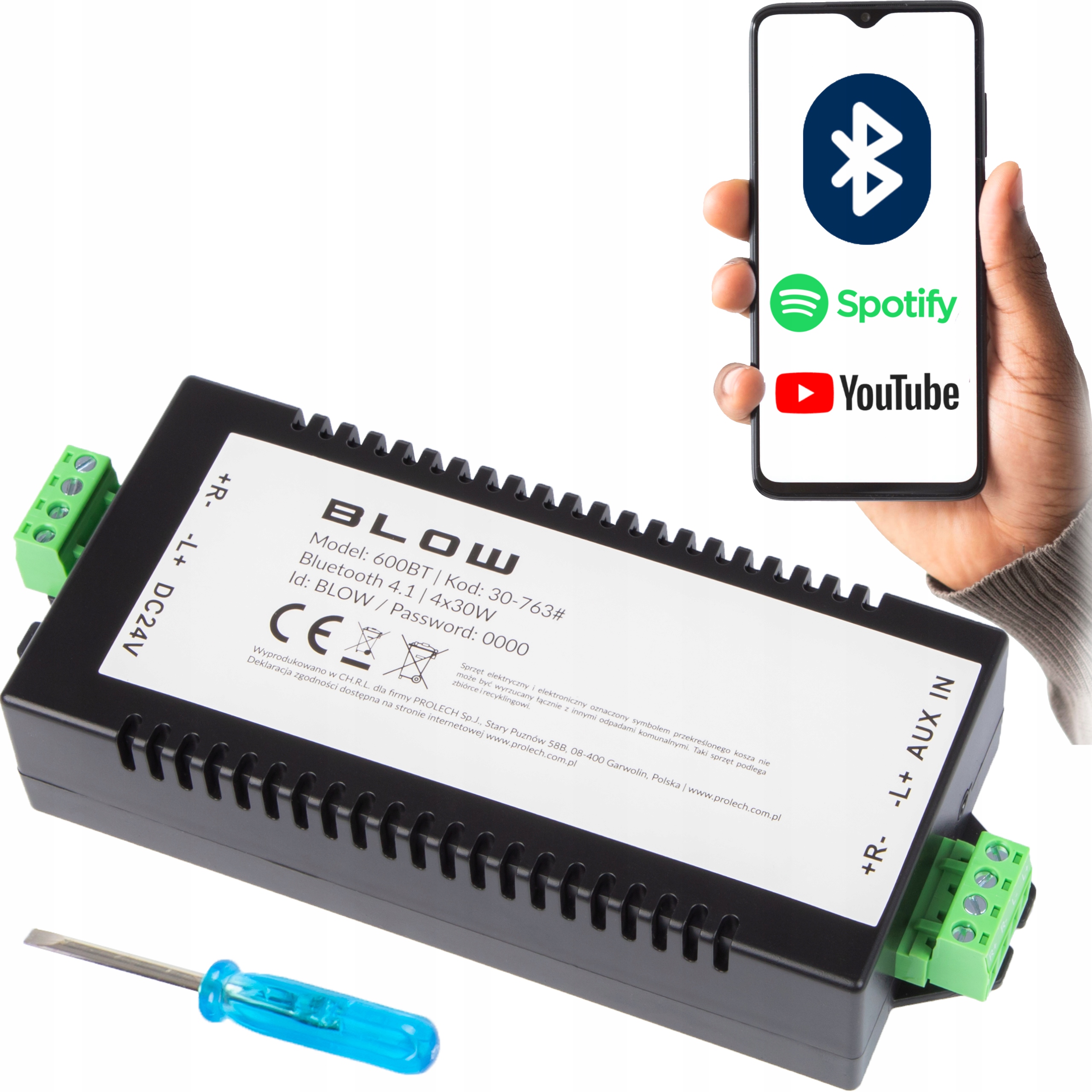 Bluetooth Audio Zesilovač 4.1 4x30W Univerzální 24V Čtyřcestný Aux Bt