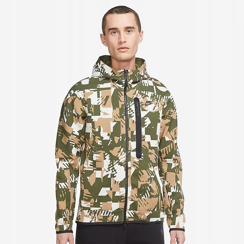 Nike Mikina Tech Fleece Windrunner Hoodie Zip Camo Rough Green Bone Vel:l