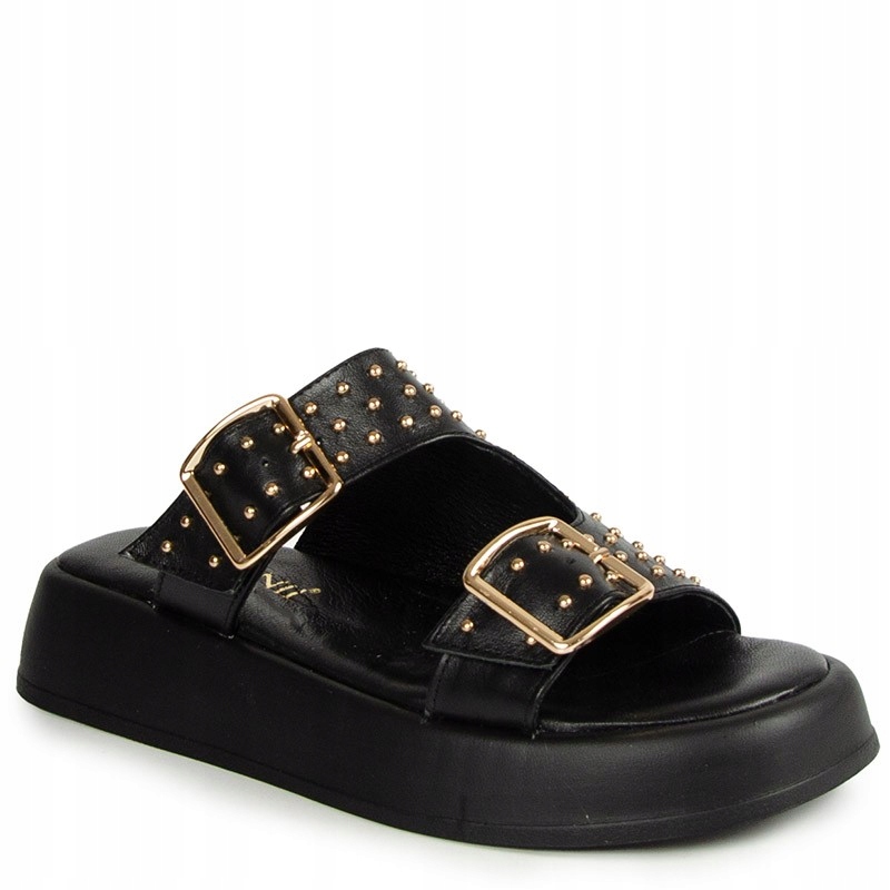 Carinii B9598 Černé Nazouváky S Přezkou 40