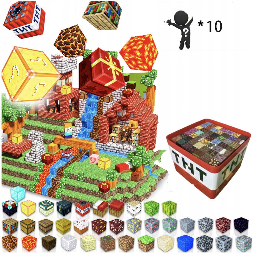 KLOCKI MAGNETYCZNE 3D w stylu DUŻY ZESTAW 200EL+10FIGURKI+pudełko