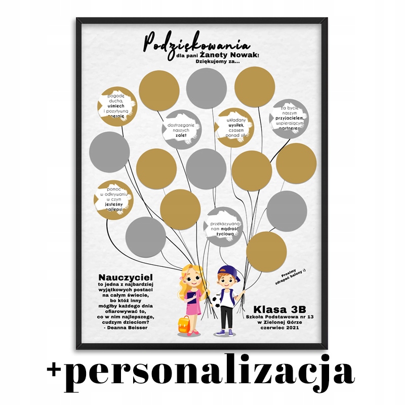 Podziękowania dla Nauczyciela Plakat ZDRAPKA 30x40