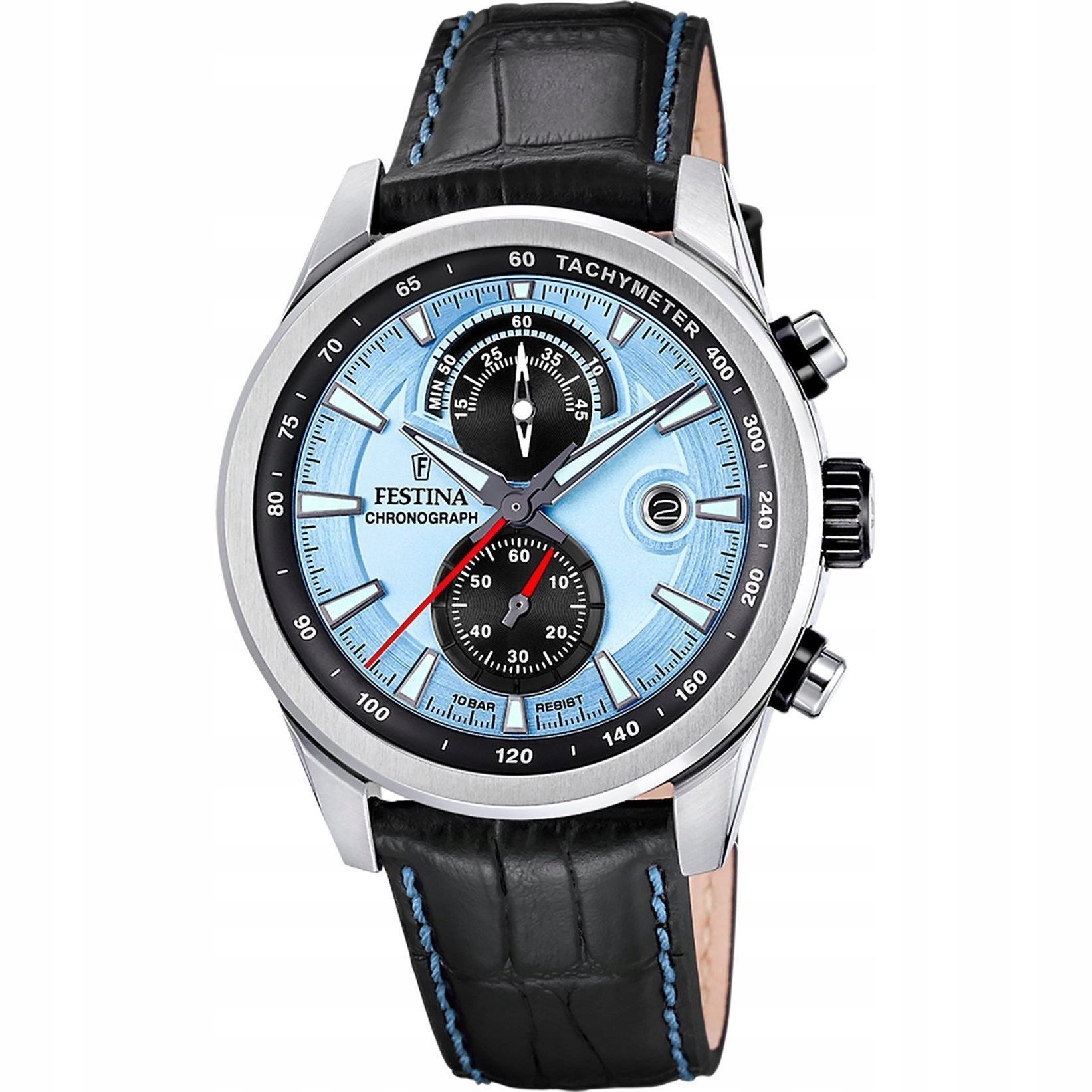 Festina Timeless Chronograph 20695/2 Hodinky s modrým ciferníkem na řemínku