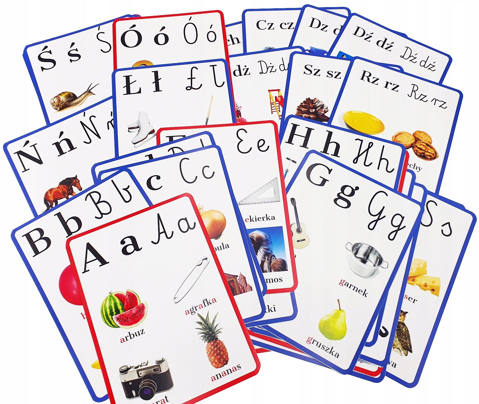 ALFABET plansze edukacyjne A4 zmiękczenia DWUZNAKI