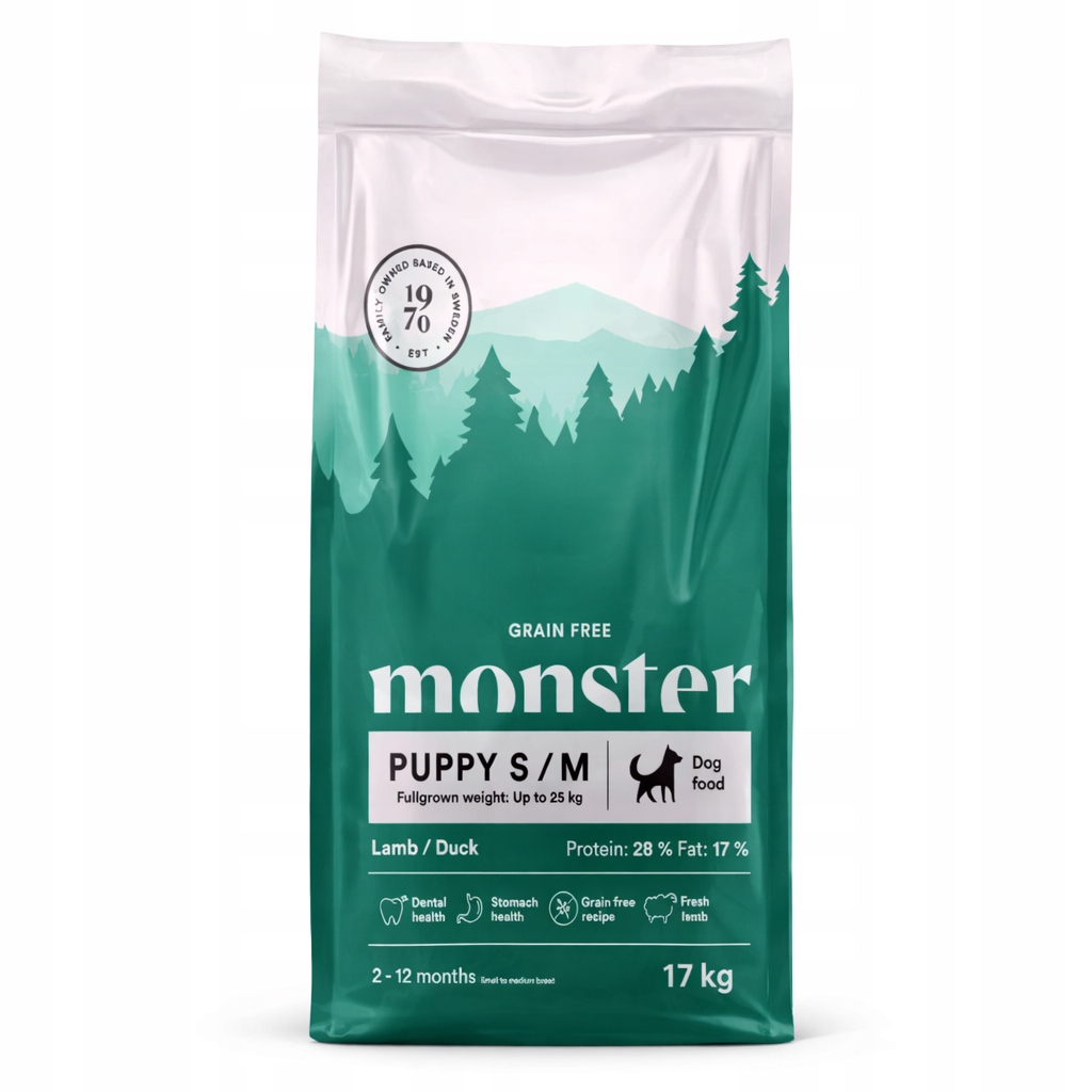 Monster Dog Puppy S/m 17 kg Suché Krmivo pro štěňata s jehněčím a kachním masem