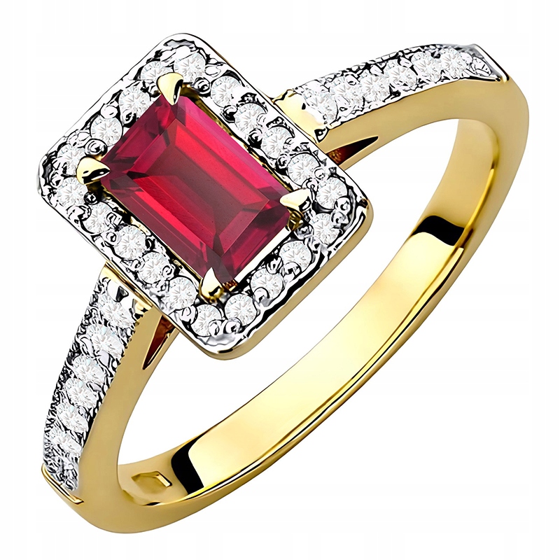 Zlatý Prstýnek s Rubínem 0,80 ct a Brilianty