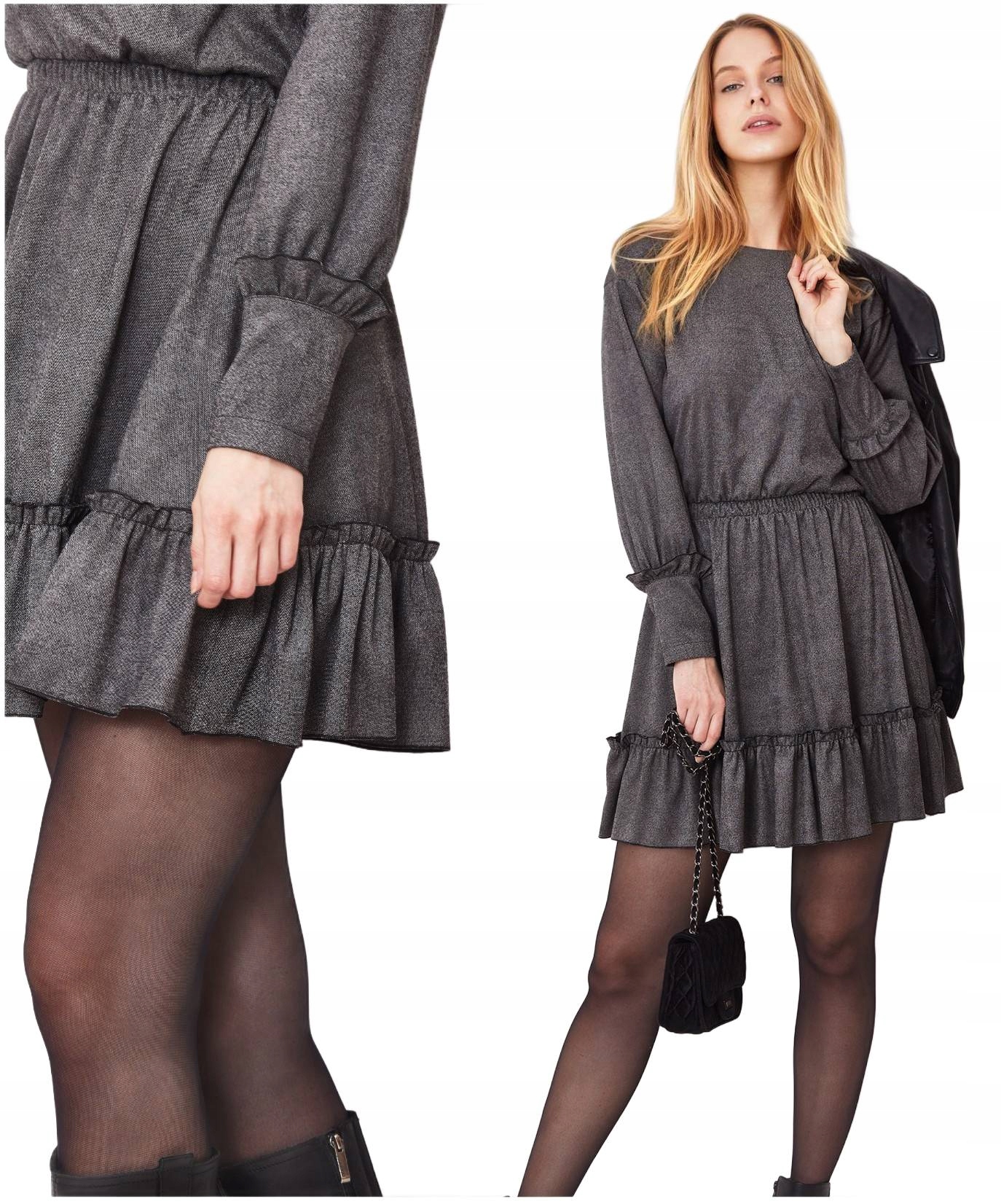 Šaty elegantní dámská S šedá letní mini sukně prošívaná