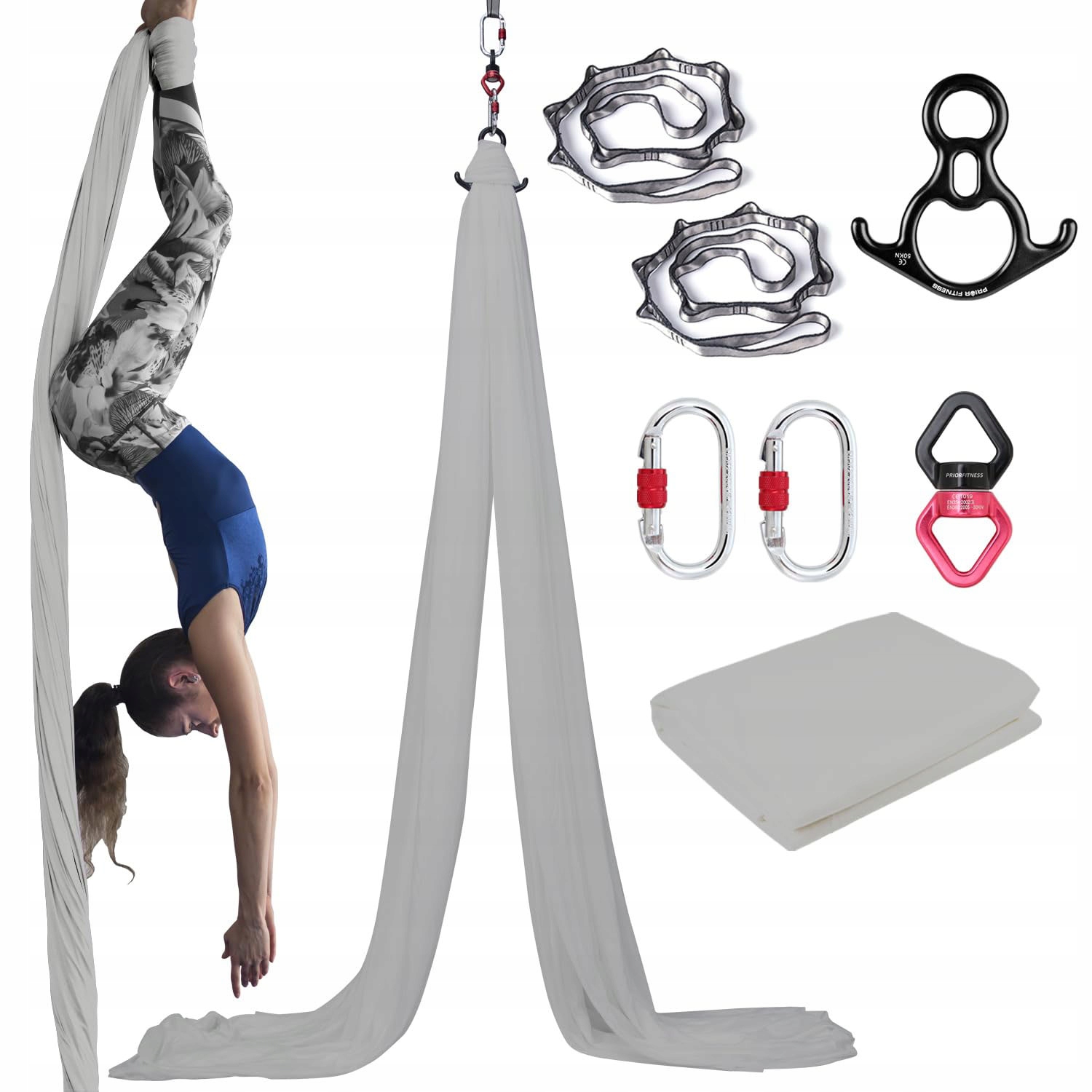 Szarfa akrobatyczna, chusta aerial silk wielofunkcyjna 6 m szary