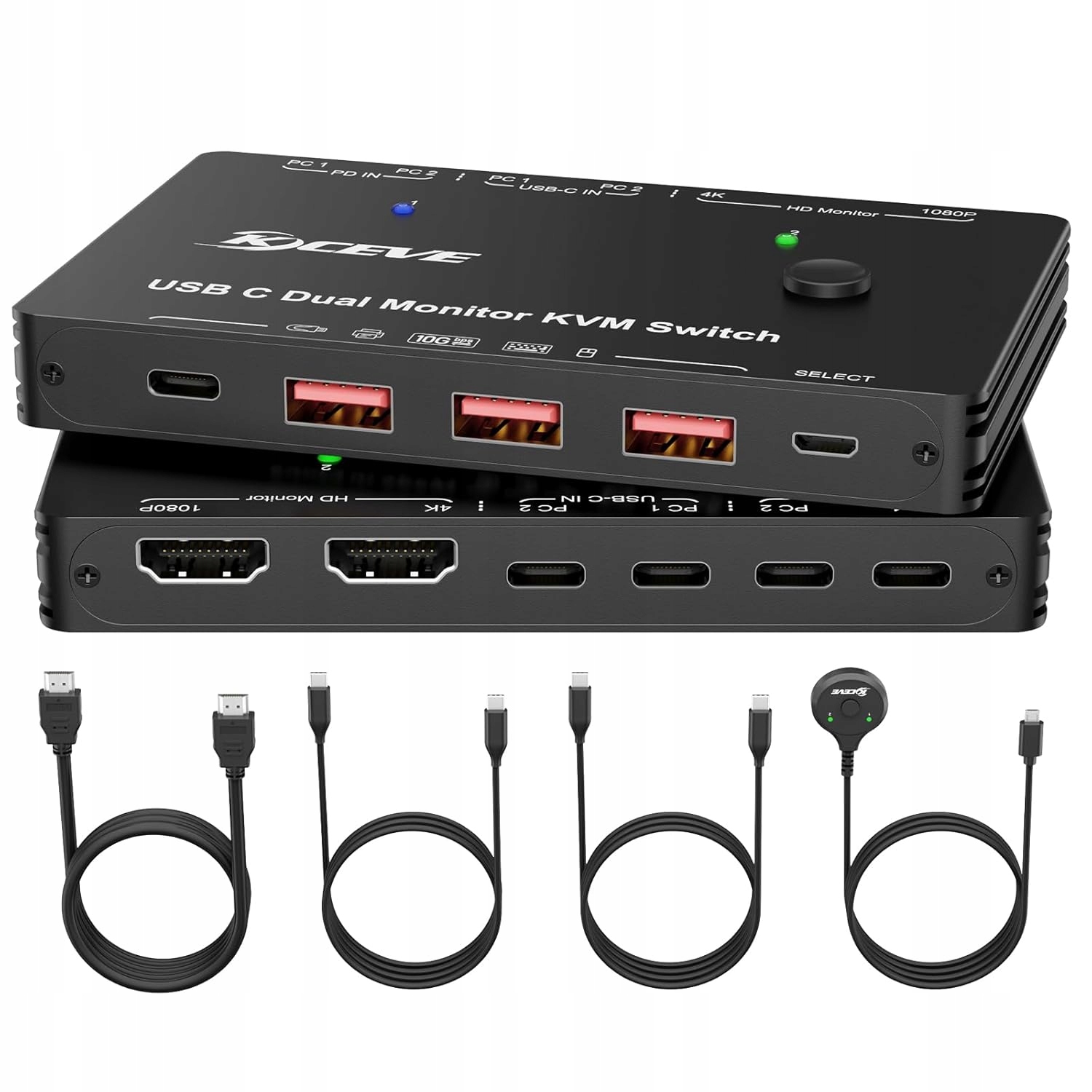 Přepínač Kvm 2 Pc Notebook 2 monitory Usb-c 4K60Hz 65W Pd KVM202TCC