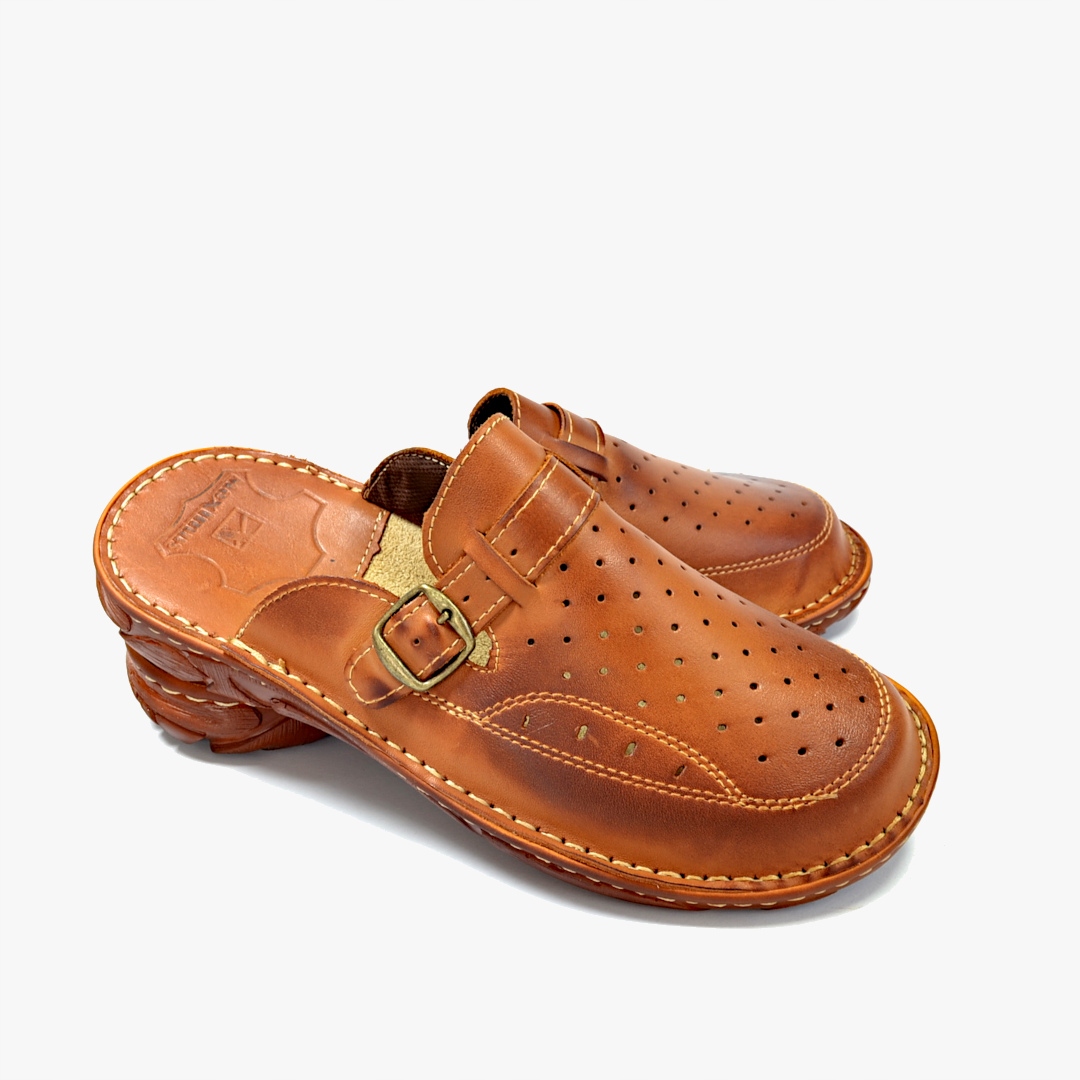 039 polské kožené nazouváky Maximus hnědé 41