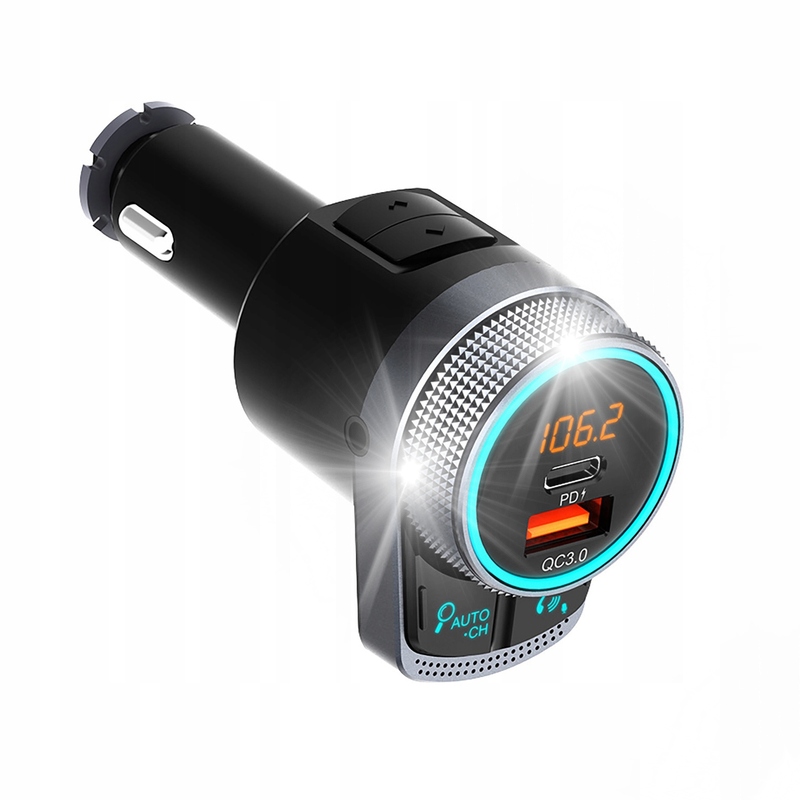 Fm Vysílač S Displejem – Bluetooth, Qc 3.0, Autosearch, MP3, Aux