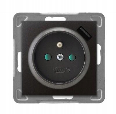 Ospel Imprese antracit – zásuvka s uzemněním Usb GP-1YZPUSB/m/50