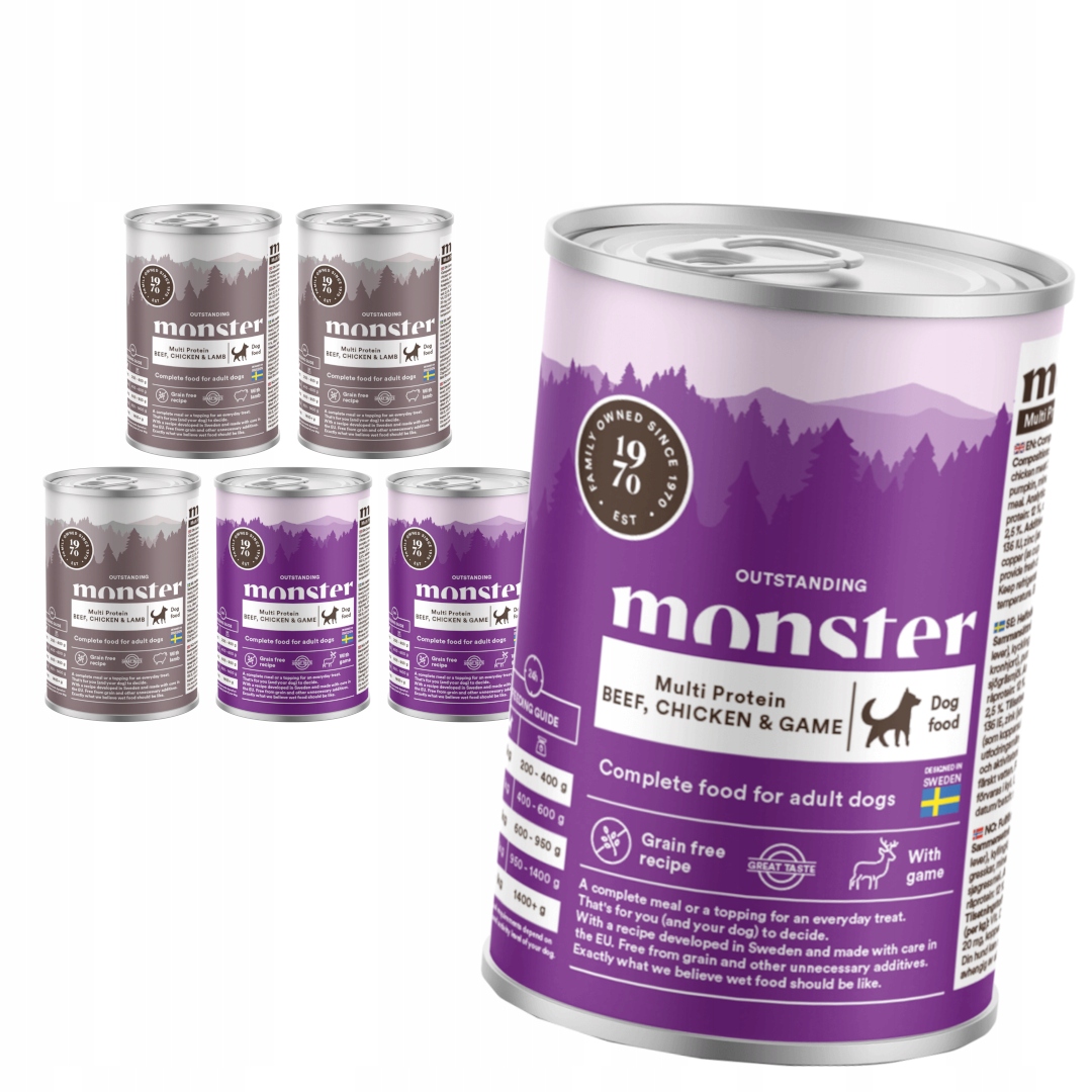 Monster Dog Adult Multi Protein 6x400g Vlhké Krmivo pro psy Mix Chutí