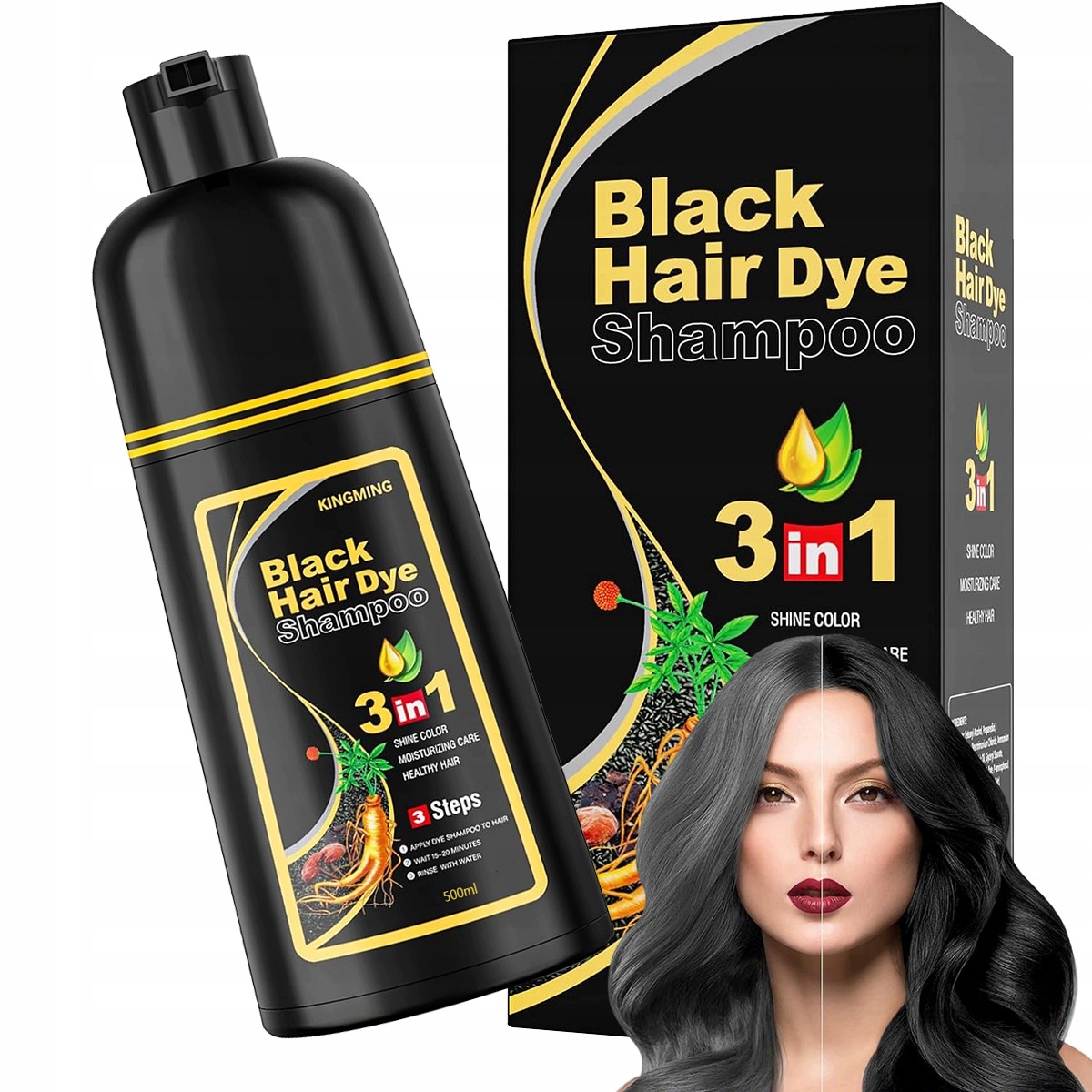 Hair Dye Black Shampoo Szampon Farbowanie Czarnych Włosów Głęboka Czerń