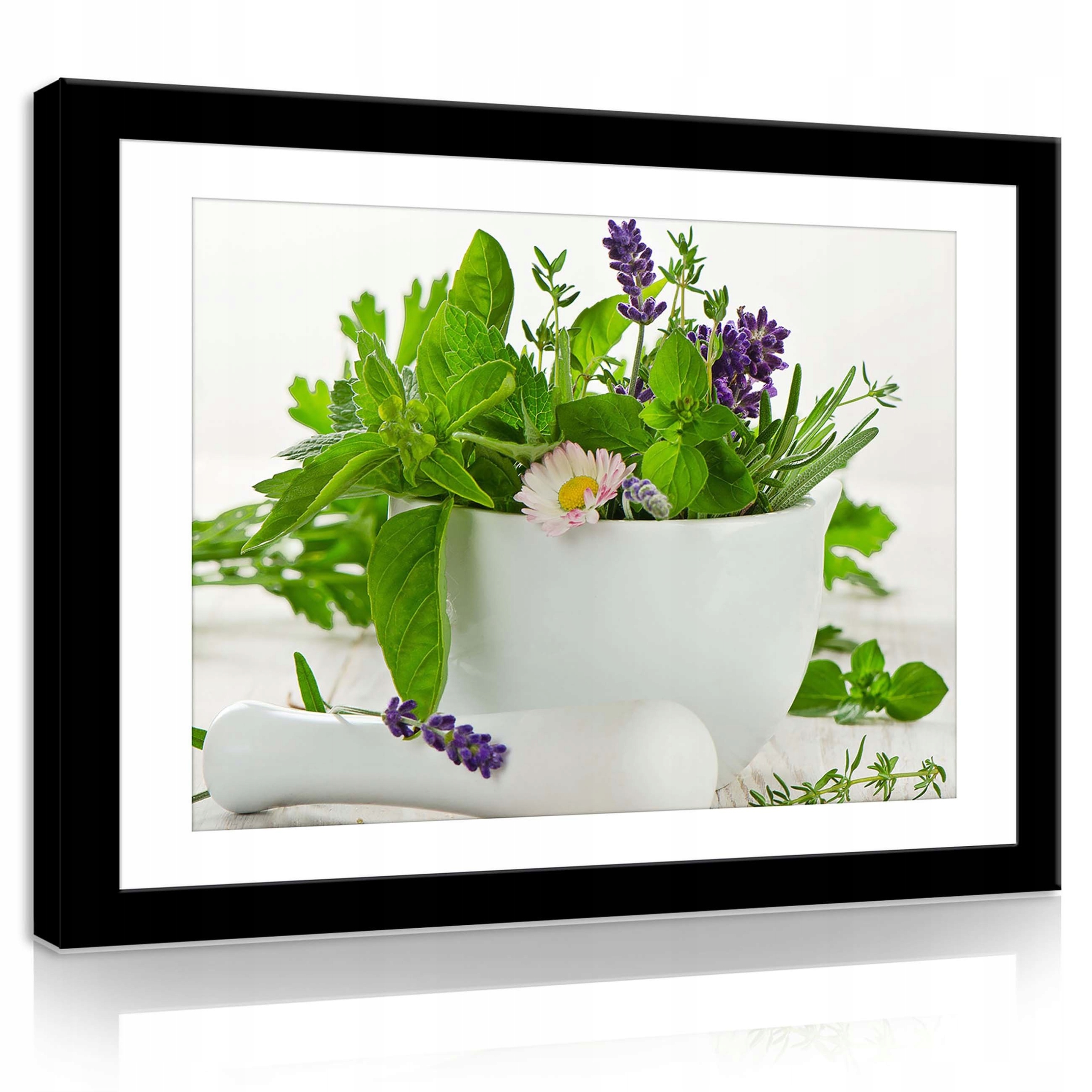 Obraz 80x60 Čerstvé bylinky hmoždíř příroda mrtvá klidná levandule máta