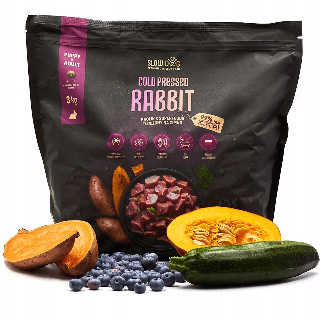 Slow Dog Rabbit Królik & Superfoods 3kg Karma tłoczona na zimno