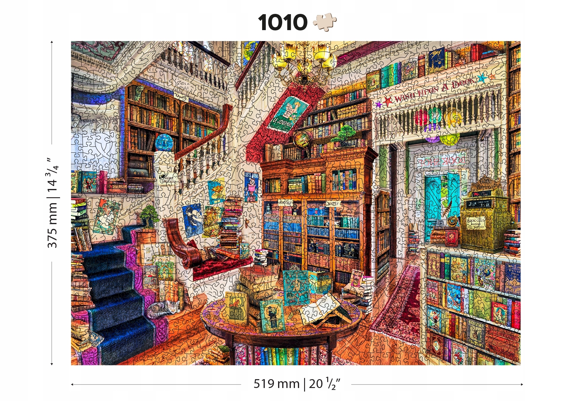 Puzzle Drewniane Wish Upon a Bookshop 1000 +10 el Liczba elementów 1010