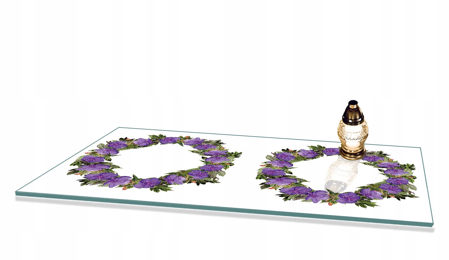 Podstavec na hřbitov Věnec Květiny pod Hřbitovní Svíčka tvrzené sklo 90x52 cm