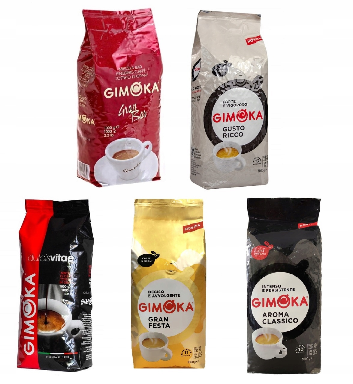 Gimoka Zestaw 5 Kaw Włoskich 5KG Ziarno