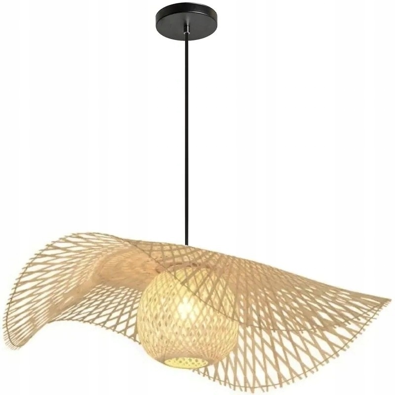 Závěsná bambusová stropní lampa Boho E27, dřevěná, do obývacího pokoje