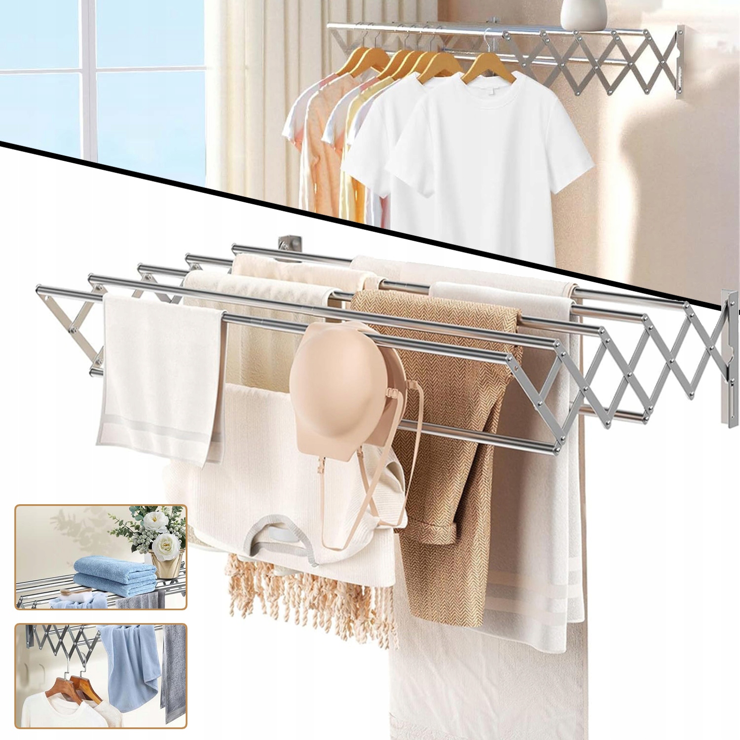 Sušák Na Prádlo Věšák Na Prádlo Roztahovatelný Na Stěnu