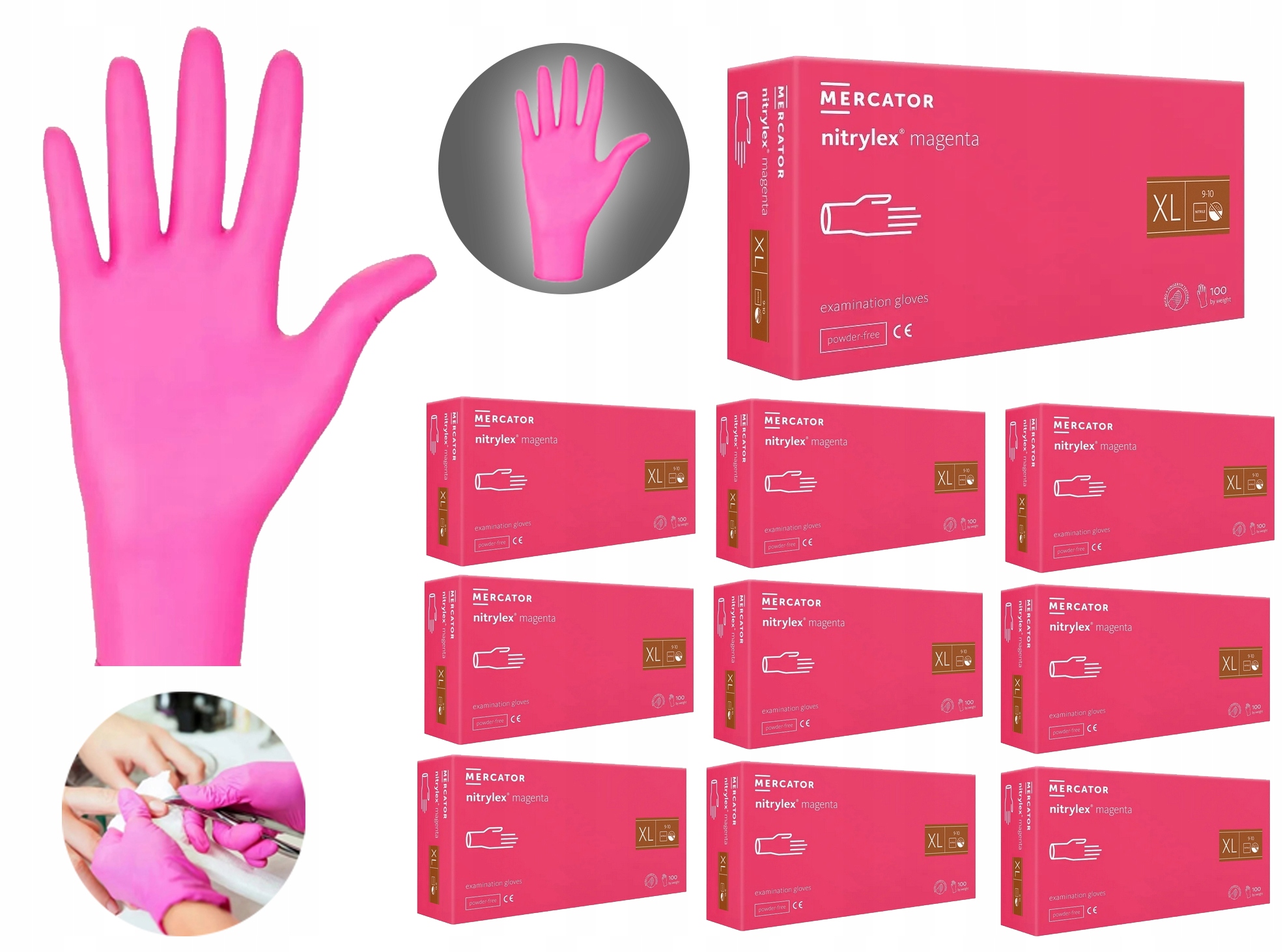 Levně Rukavice Magenta Nitrilové XL Nitrylex 100 x10