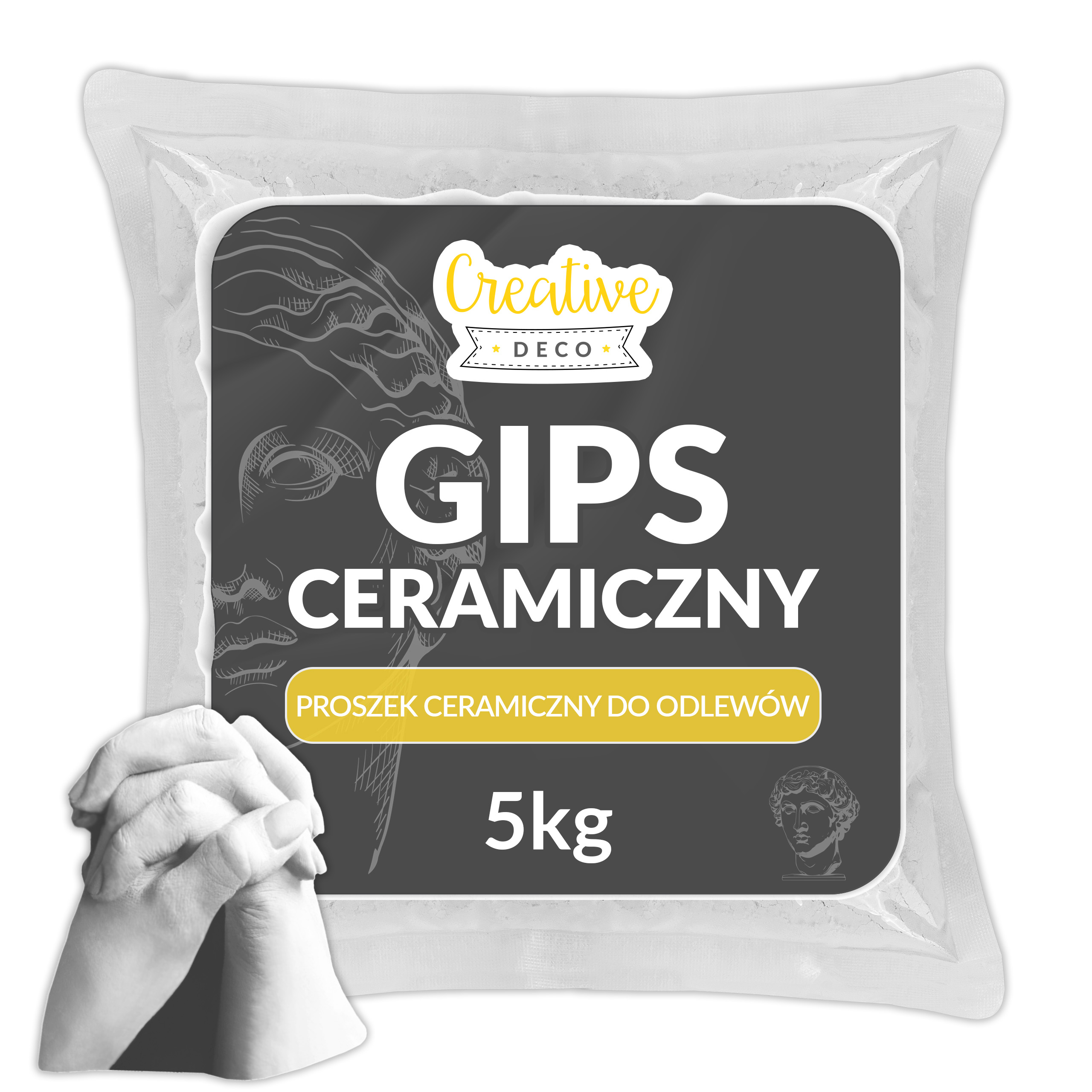 Sádra keramický prášek pro výrobu rukodělných odlitků 5kg šedá bílá