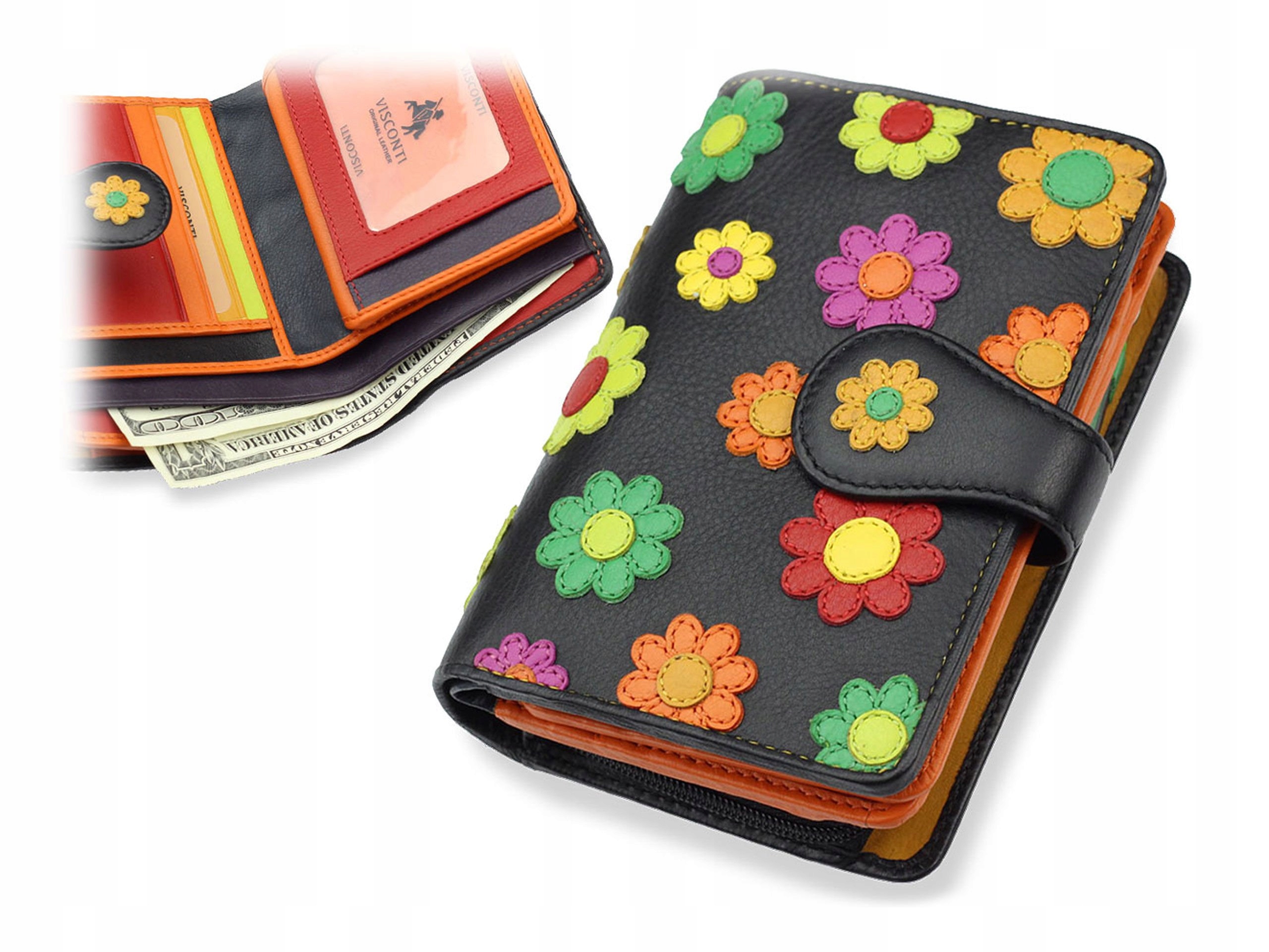 Dámská Kožená Peněženka S Květinami Visconti, Kůže