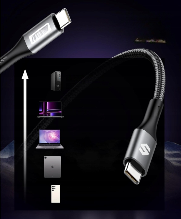 KABEL SILKLAND USB-C PD3.1 QC4.0 240W 480MB/S OPLOT 2M SZARY Długość przewodu 2 m
