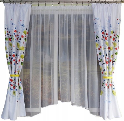 

Mg Kpl Firana Woal Zasłonki Owoce kuchnia Nowy