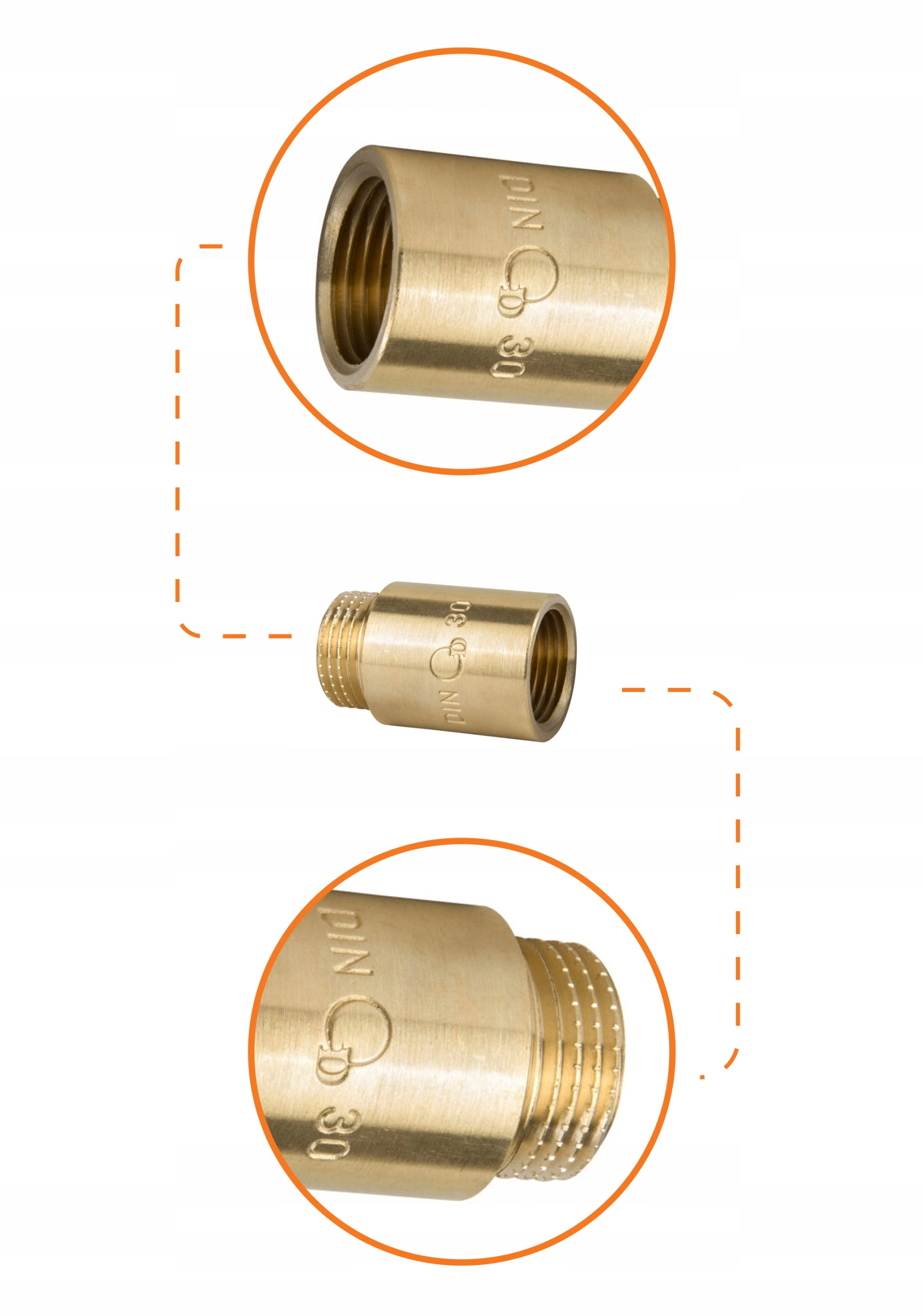 PRZEDŁUŻKA GW GZ 1/2" DN15 70mm ZŁĄCZKA MOSIĘŻNA DIAMOND Długość 0.07 m