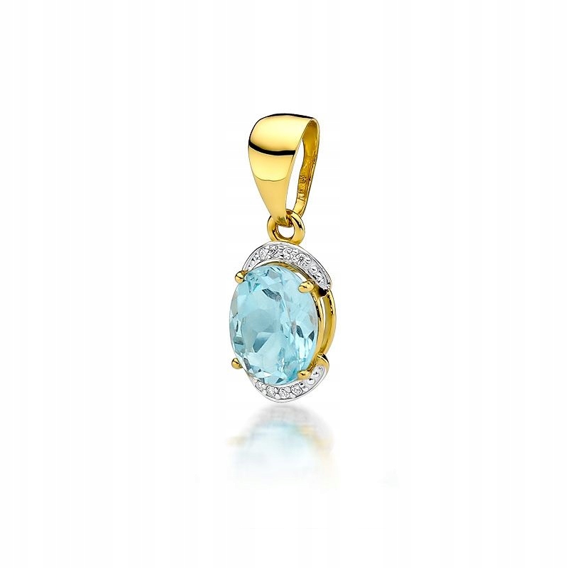 Zlatý přívěsek přívěsek s topazem a diamanty Zlato 585 Topaz Brilianty