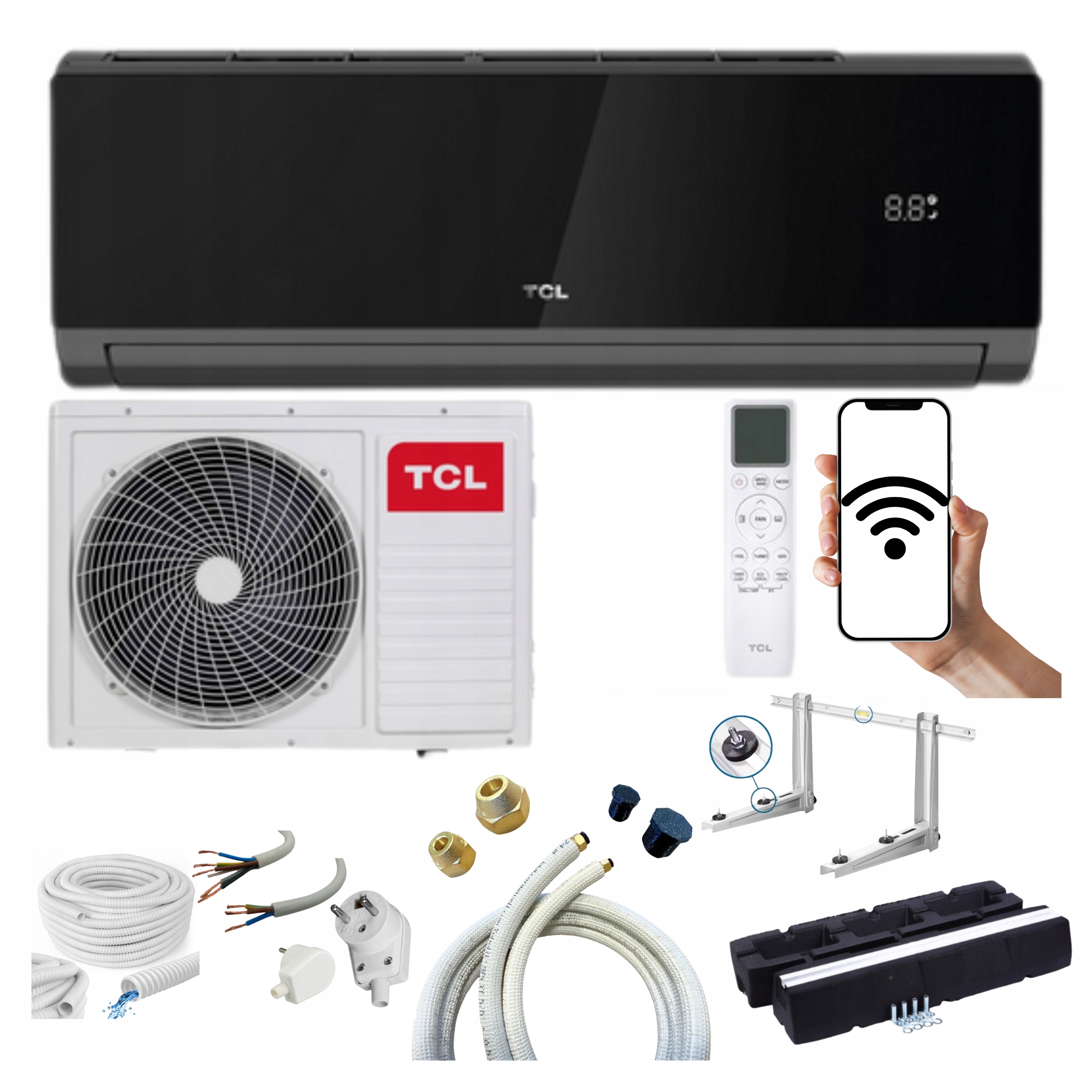 Nástenný klimatizátor Tcl Elite 5,1 kW 50 m2 Čierny Wifi Pripravený Na Montáž
