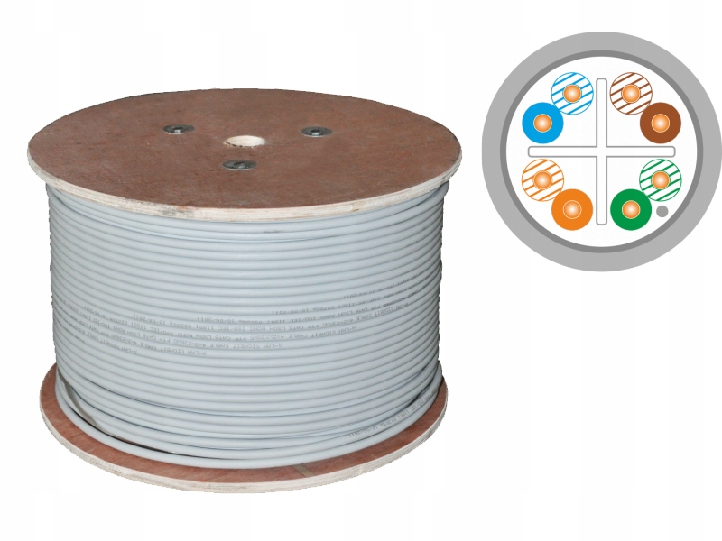 Q-LANTEC Kabel F/UTP kat.6, sieciowy, skrętka, PVC, Eca 4PR, 1Gb/s (10Gb/s do 55m), szary, 305m (KIF6PVC305Q)